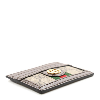 Gucci GG Supreme Monogram Textured Dollar Calfskin Ophidia Card Holder Beige Ebony New Acero 4 of 7