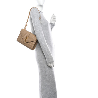 Saint Laurent Grain De Poudre Textured Mixed Matelasse Medium Triquilt Monogram Satchel Dark Latte 2 of 9
