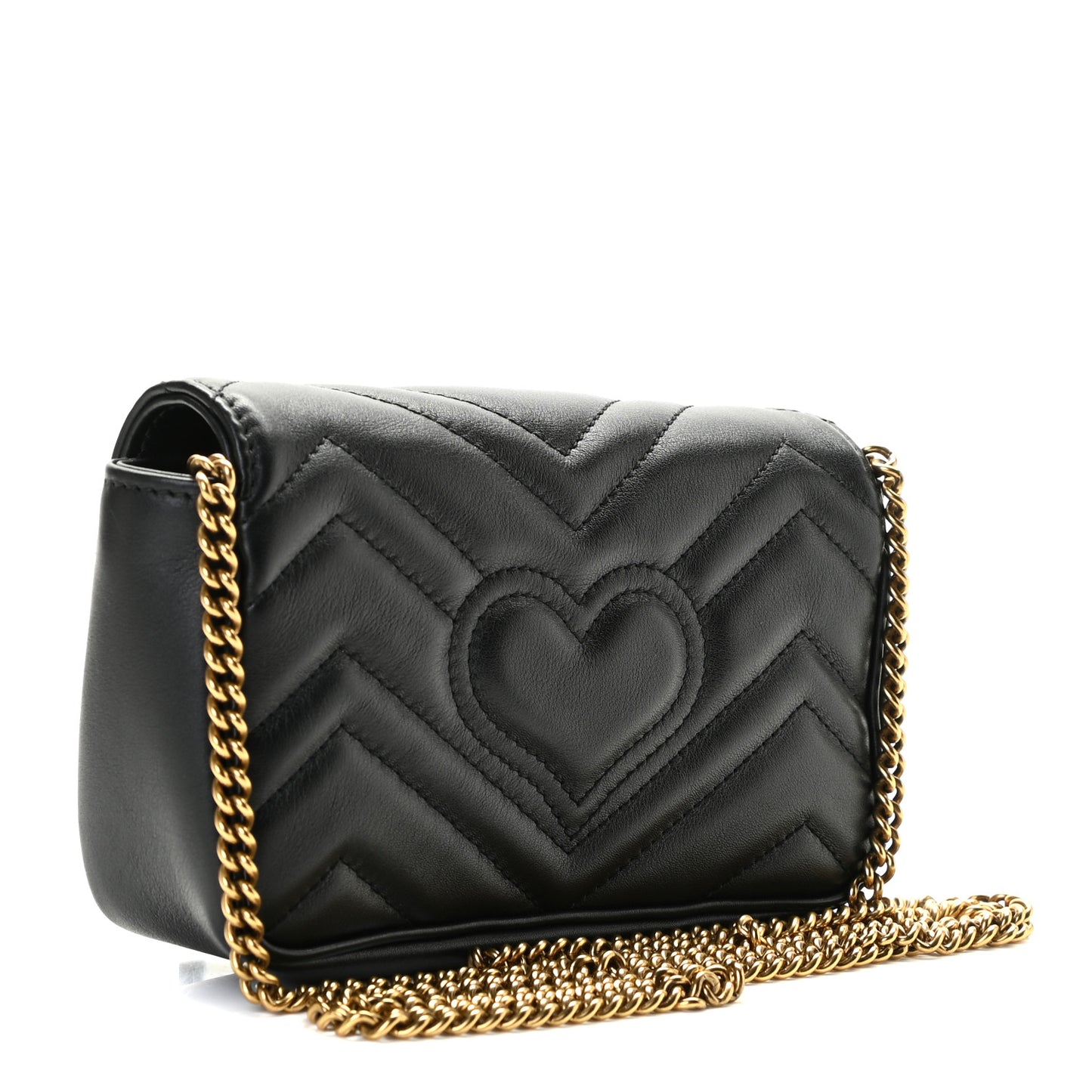 Calfskin Matelasse Super Mini GG Marmont Shoulder Bag Black