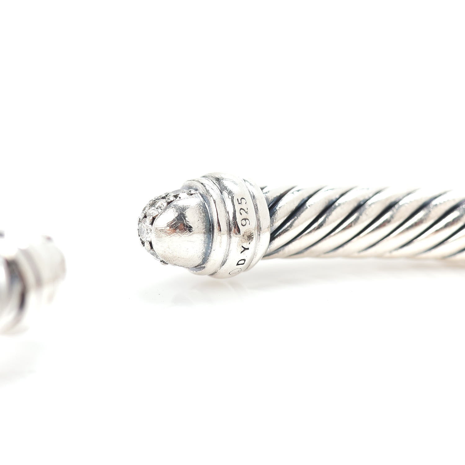 David Yurman Sterling Silver Pave Diamond 5mm Cable Classics Bracelet 4 of 4