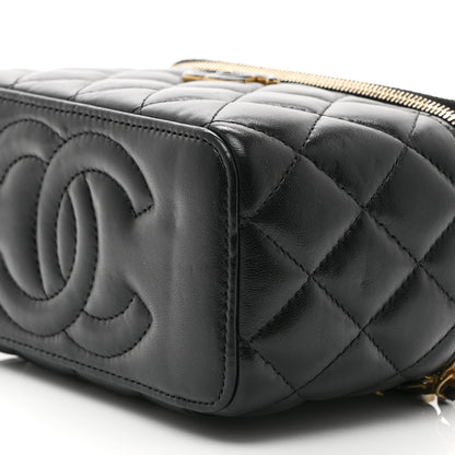 Chanel Lambskin Enamel Quilted Small Vanity Case With Chain Black 10 of 10