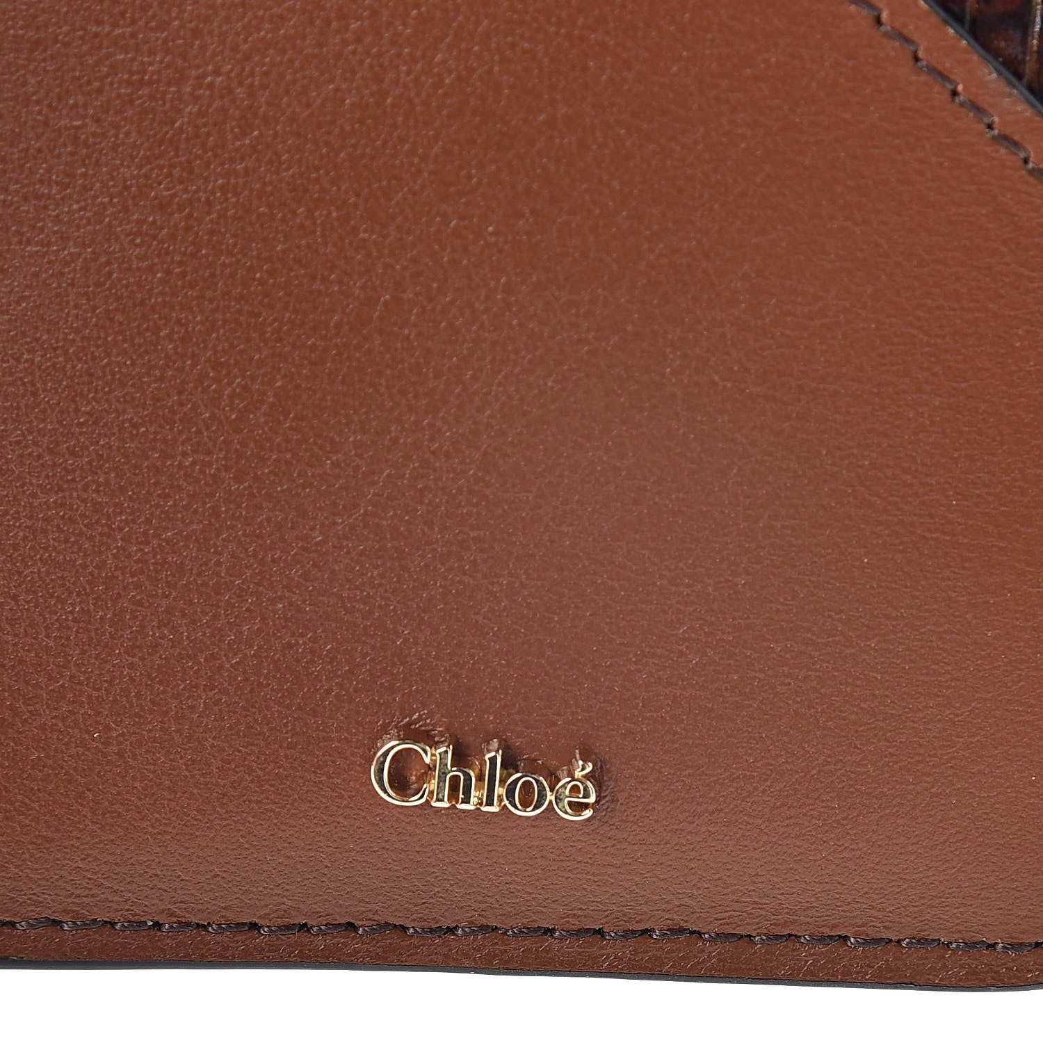 Chloe Calfskin Lizard Embossed Walden Card Holder Classic Tobacco 6 of 9