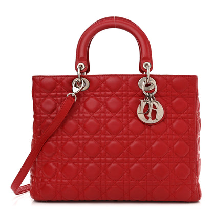 Christian Dior Lambskin Cannage Large Lady Dior Red 1 of 10