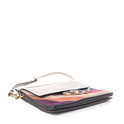 Chloe Smooth Calfskin Suede Rainbow Patchwork Medium Faye Shoulder Bag Motty Grey 4 of 8
