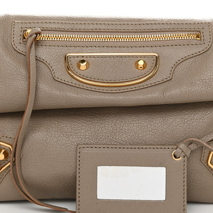 Balenciaga Chevre Gold Metallic Edge Hardware Envelope Clutch Gris Taupe 8 of 10