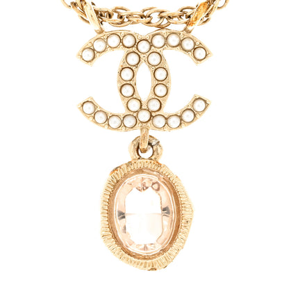 Chanel Crystal Pearl CC Necklace Pearly White Gold 5 of 10
