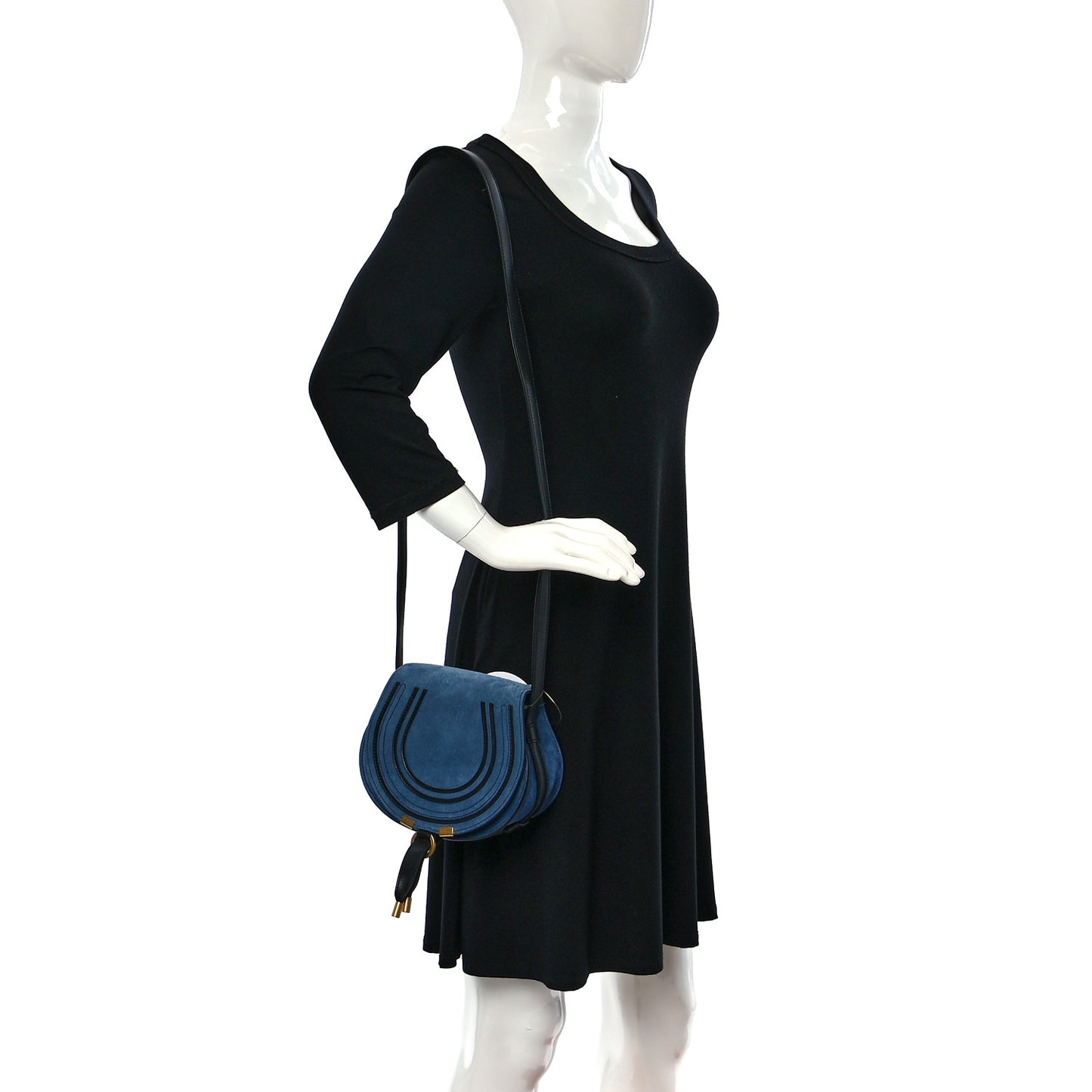 Suede Small Marcie Saddle Bag Deep Denim