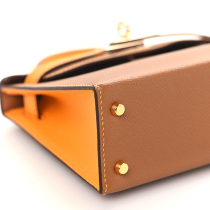 Hermes Epsom Horseshoe Mini Kelly Sellier 20 Gold Jaune D'Or 9 of 11