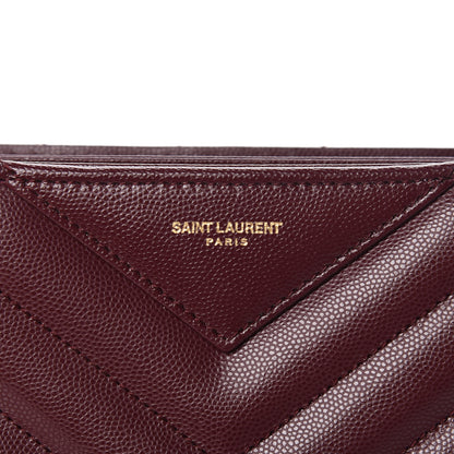 Saint Laurent Grain de Poudre Matelasse Chevron Small Tribeca Shopping Bag Garnet 9 of 10