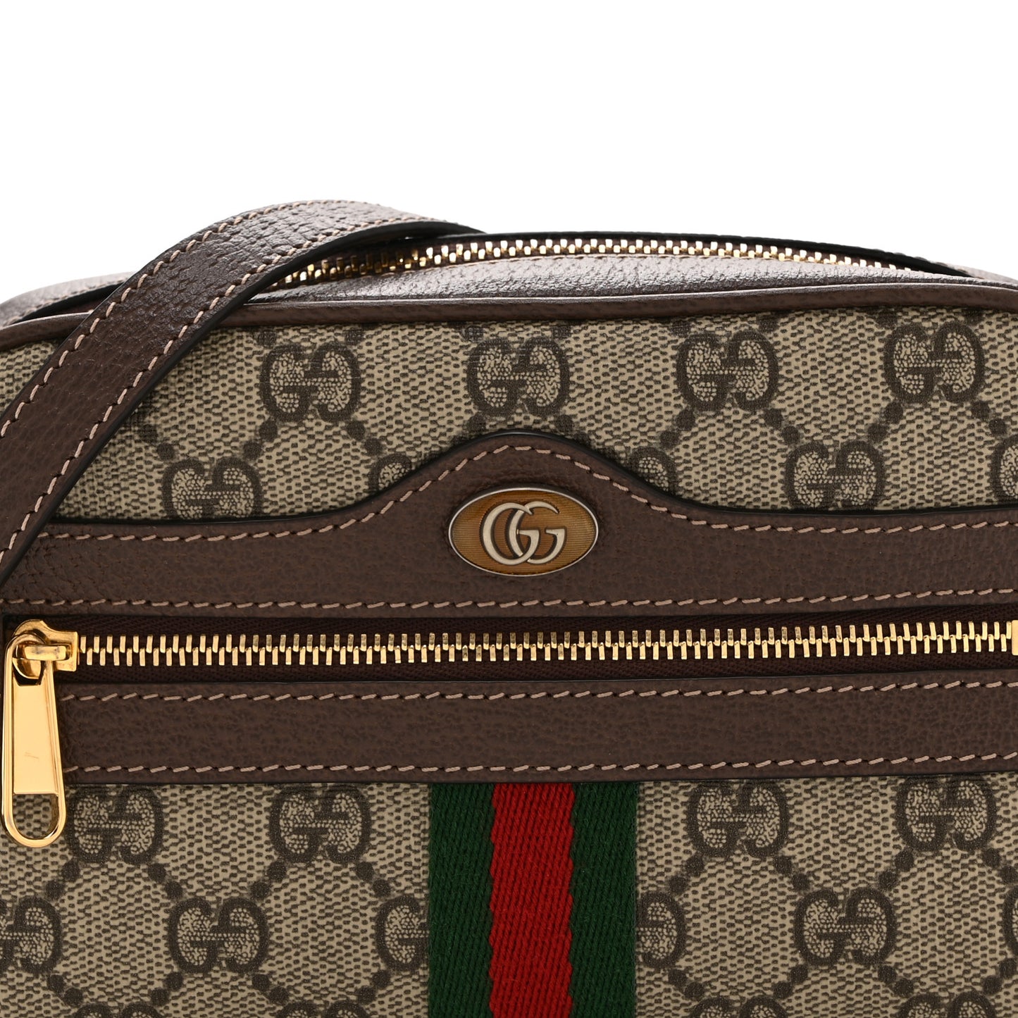 GG Supreme Monogram Web Mini Ophidia Shoulder Bag Brown
