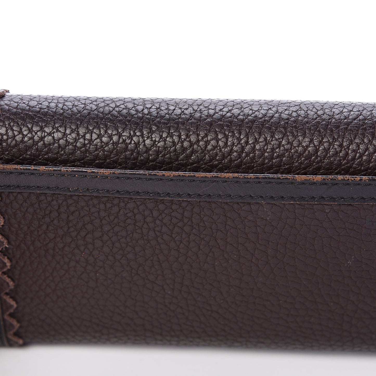 Grainy Calfskin Continental Wallet Dark Brown