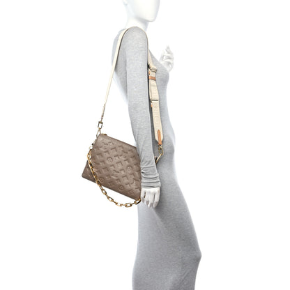 Louis Vuitton Lambskin Embossed Monogram Coussin PM Taupe 2 of 11