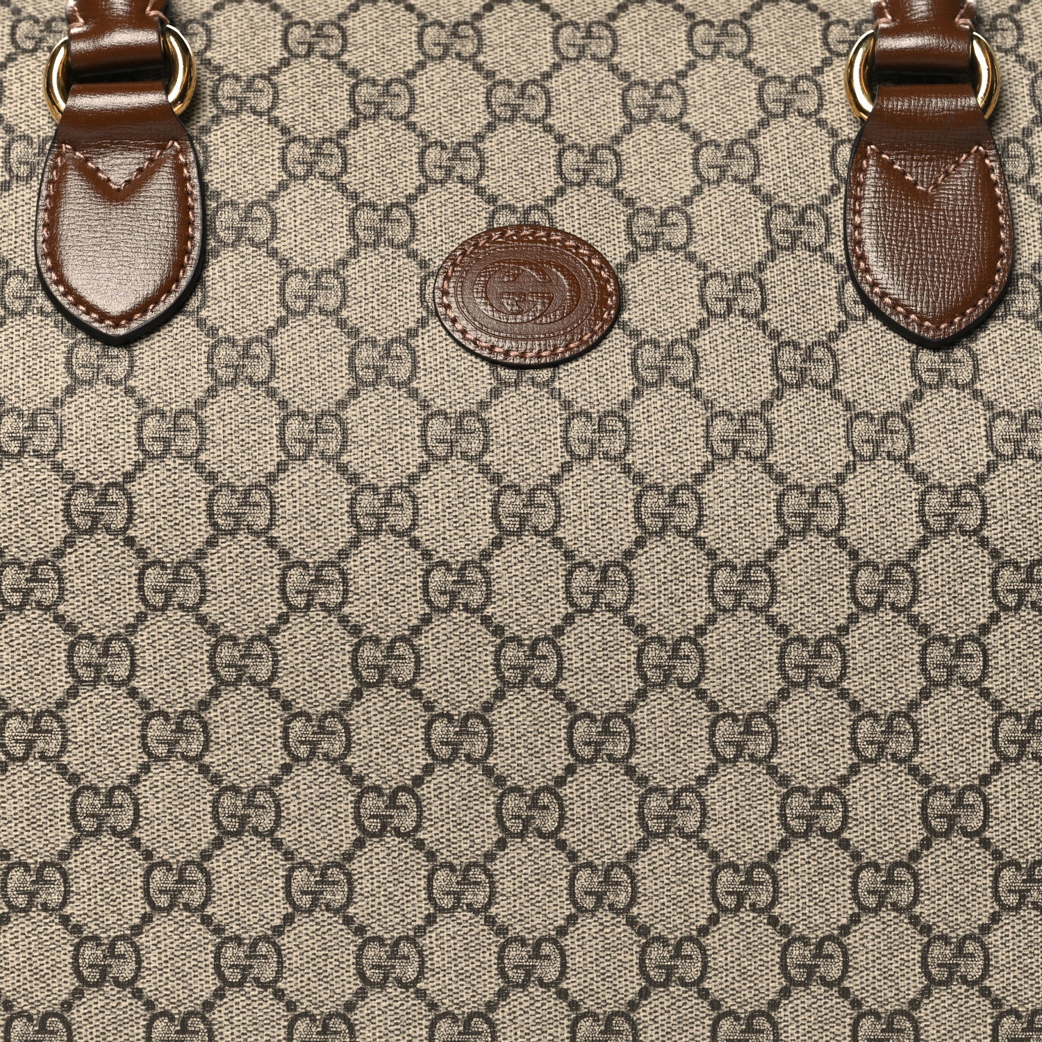 Gucci GG Supreme Monogram Azalea Calfskin Retro Interlocking G Duffle Bag Beige Ebony Brown Sugar 7 of 12