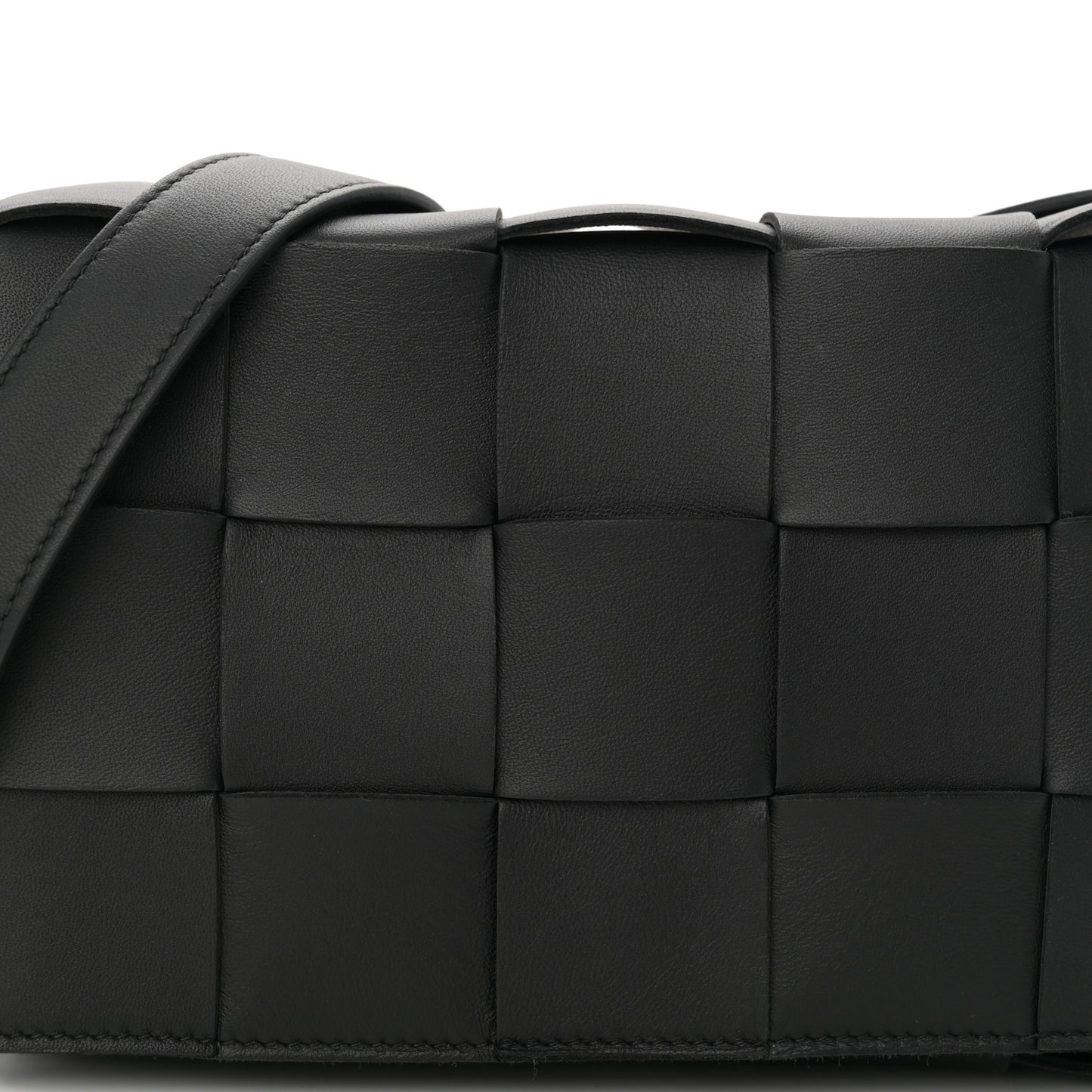Lambskin Maxi Intrecciato Cassette Crossbody Bag Black