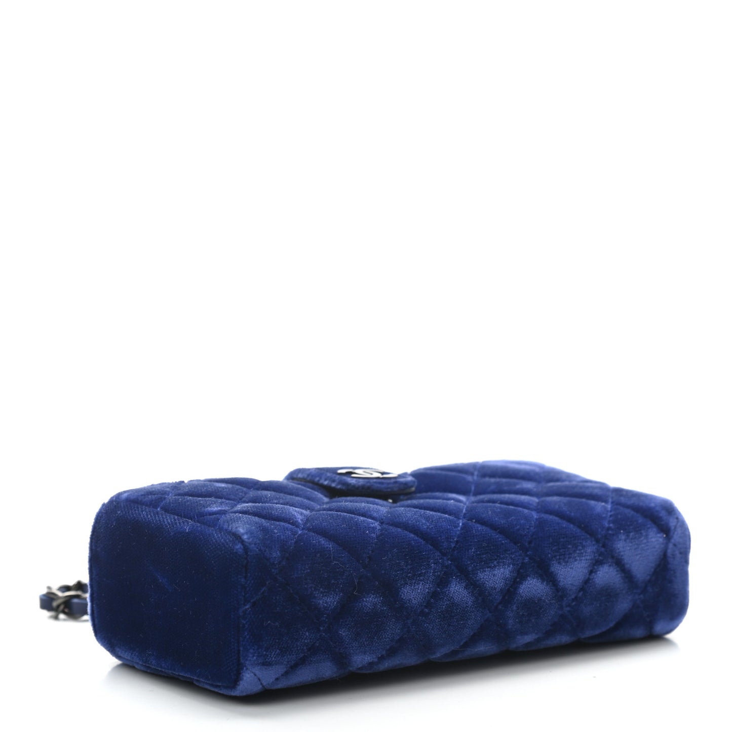 Velvet Quilted Mini Phone Holder Crossbody Bag Blue