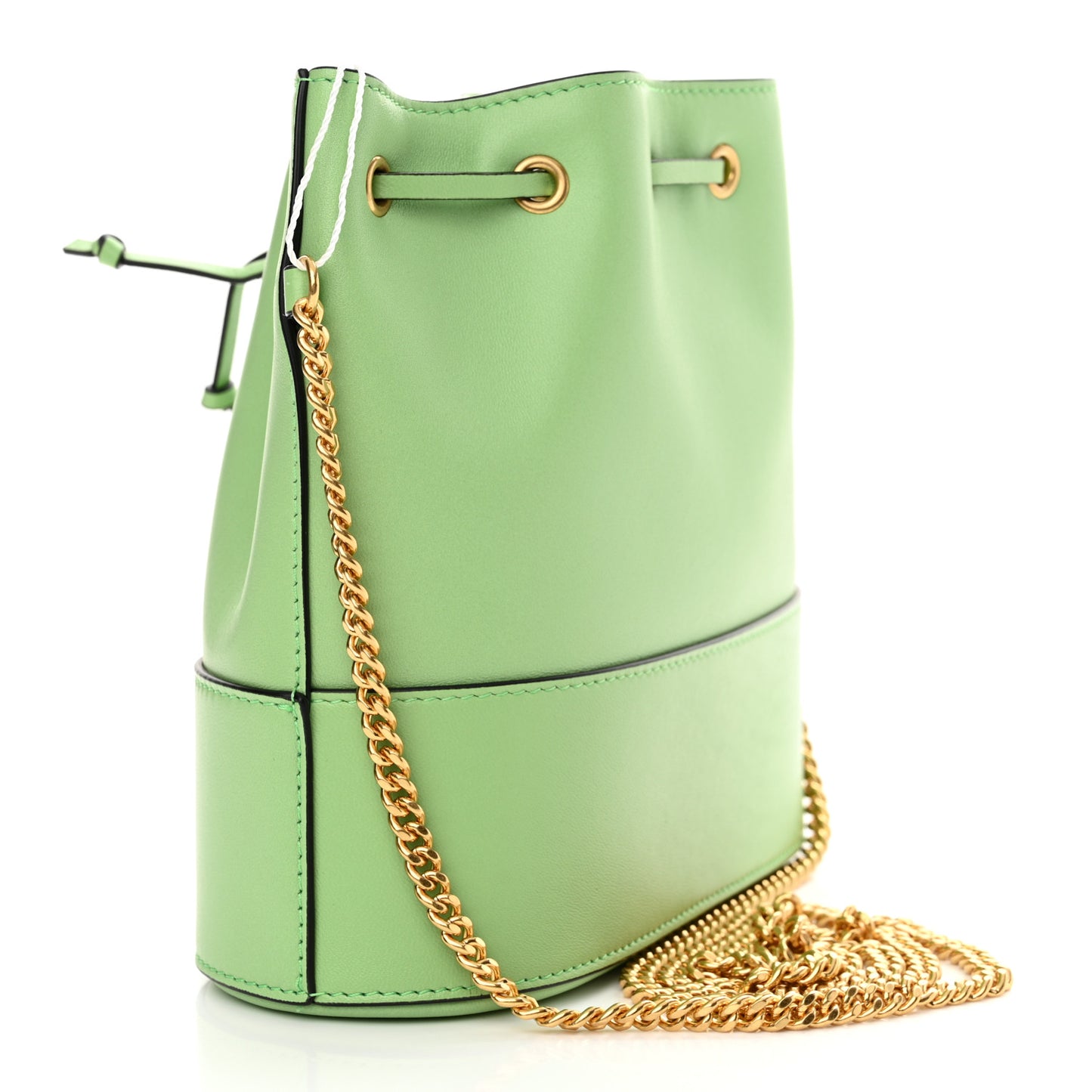 Nappa Mini VLogo Signature Chain Bucket Bag Green