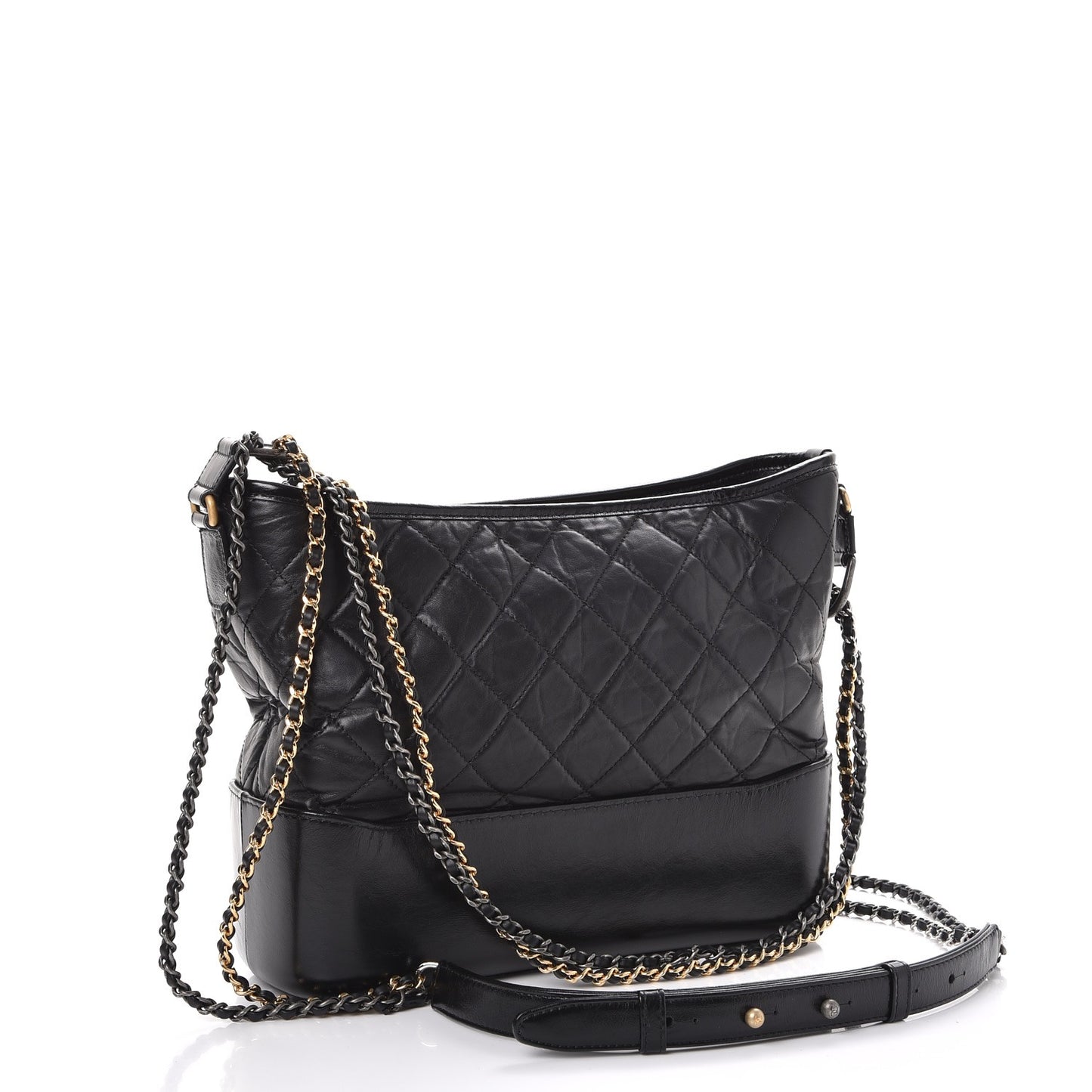 Aged Calfskin Quilted Medium Gabrielle Hobo Black