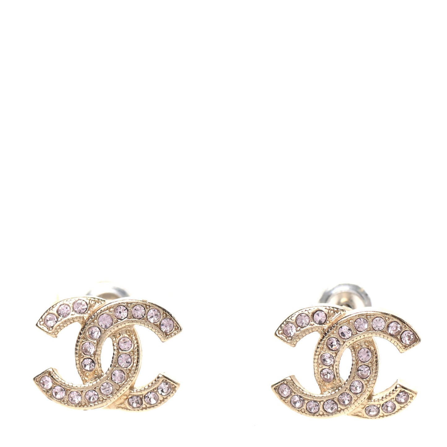 Crystal Timeless CC Earrings Gold Light Purple