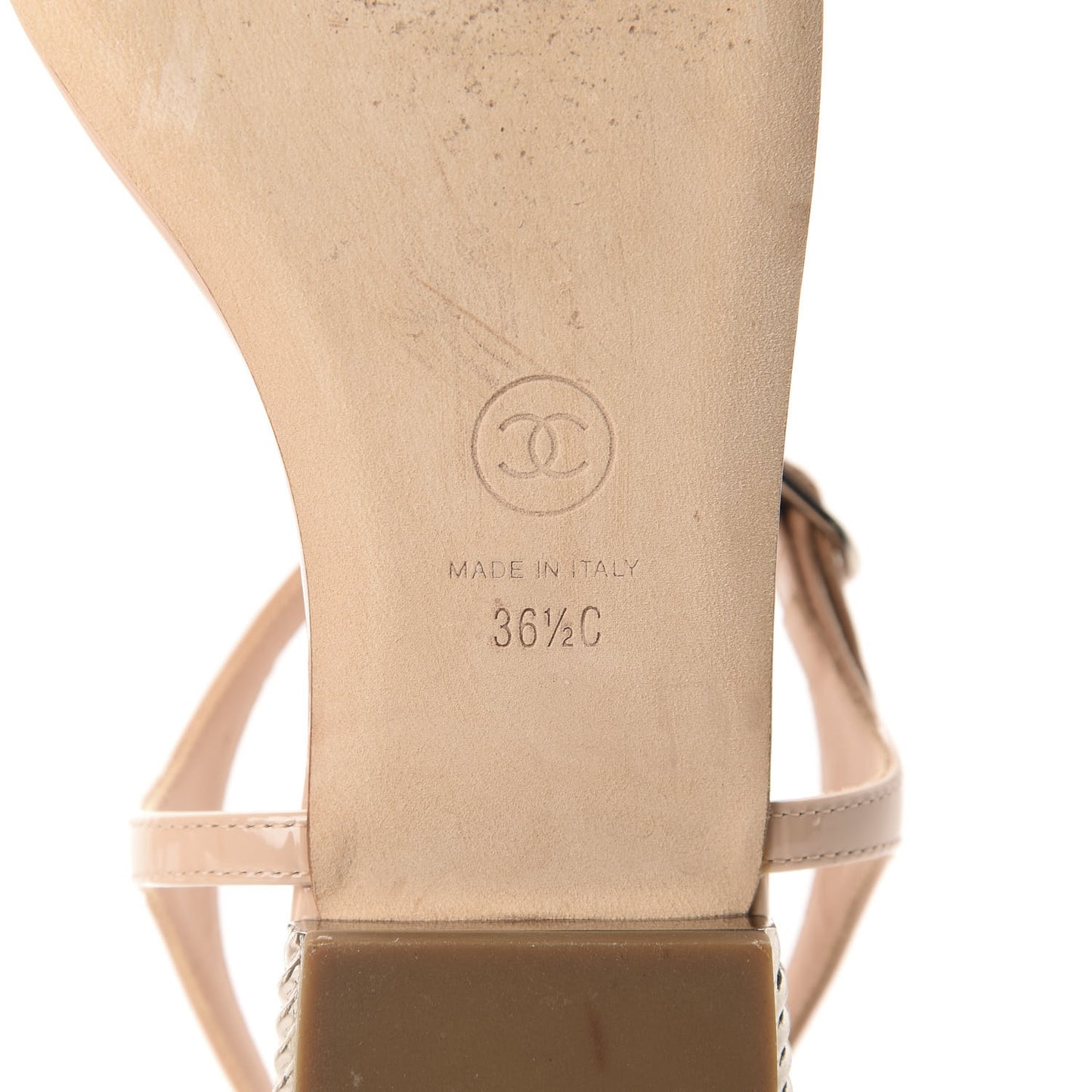 Patent Pearl CC Thong Sandals 36.5 Beige
