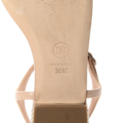 Chanel Patent Pearl CC Thong Sandals 36.5 Beige 11 of 12