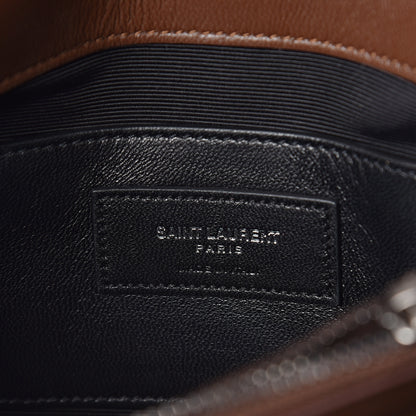 Saint Laurent Suede Matelasse Chevron Fringe Monogram Medium College Bag Marron Clair 6 of 9