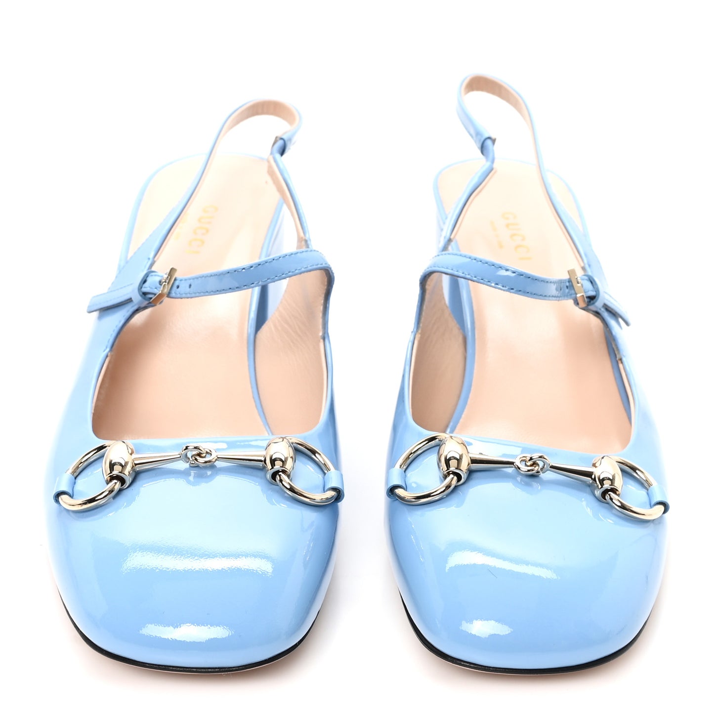 Vernice Crystal Horsebit Charlotte 42mm Slingback Pumps 37.5 Glacial Blue