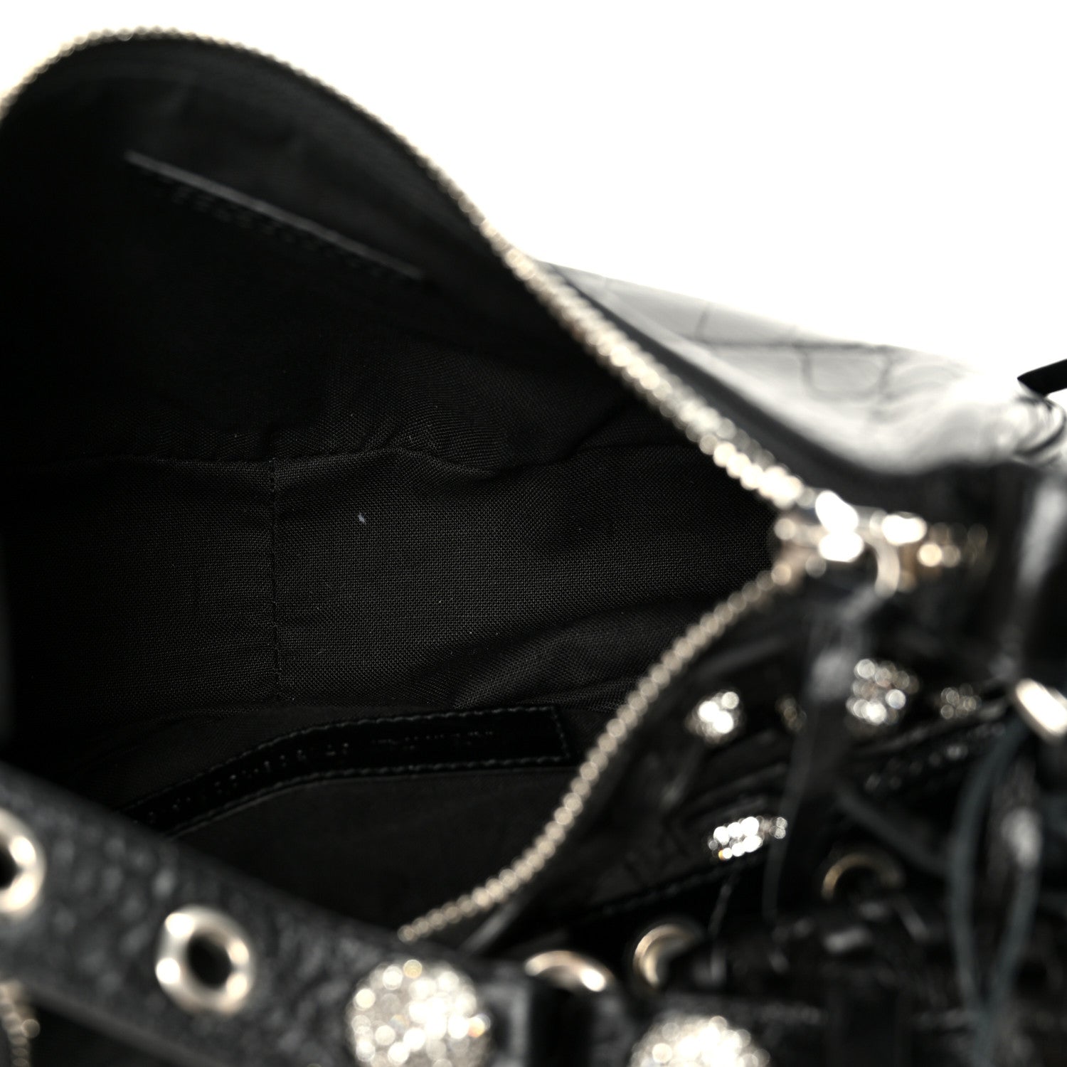 Balenciaga Extra Supple Calfskin Crystal Crocodile Embossed Le Cagole Shoulder Bag XS Black 5 of 10