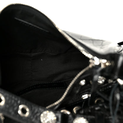 Balenciaga Extra Supple Calfskin Crystal Crocodile Embossed Le Cagole Shoulder Bag XS Black 5 of 10