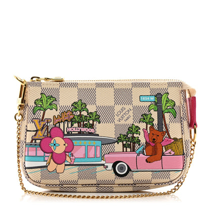 Louis Vuitton Damier Azur 2021 Christmas Animation Hollywood Mini Pochette Accessories Fuchsia 1 of 8