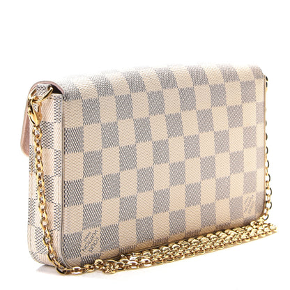 Louis Vuitton Damier Azur Pochette Felicie Chain Wallet Rose Ballerine 3 of 11