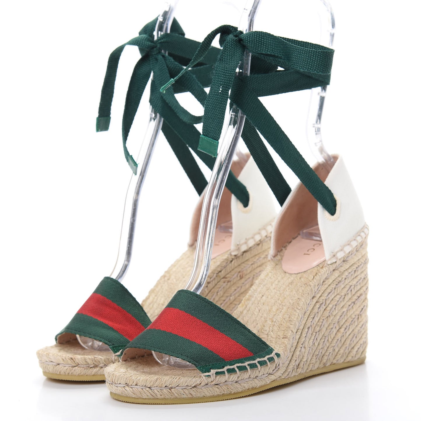 Canvas Malaga Kid Web Ankle Wrap Espadrille Wedge Sandals 35.5 Green Red Mystic White Emerald