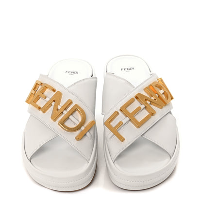 Fendi Vitello Womens Fendigraphy Slide Sandals 41 White Ice 2 of 7