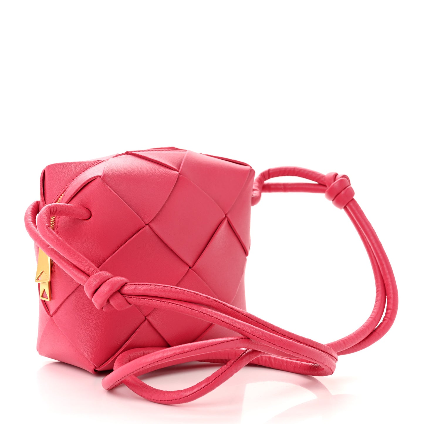 Lambskin Maxi Intrecciato Mini Cassette Camera Bag Cranberry