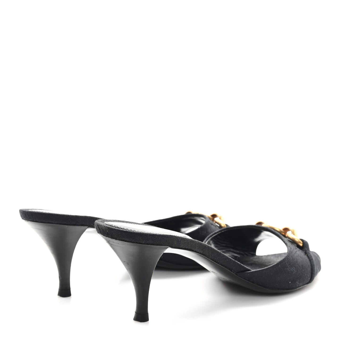 Jacquard All-Over Monogram Le Maillon 60mm Mules 38 Black