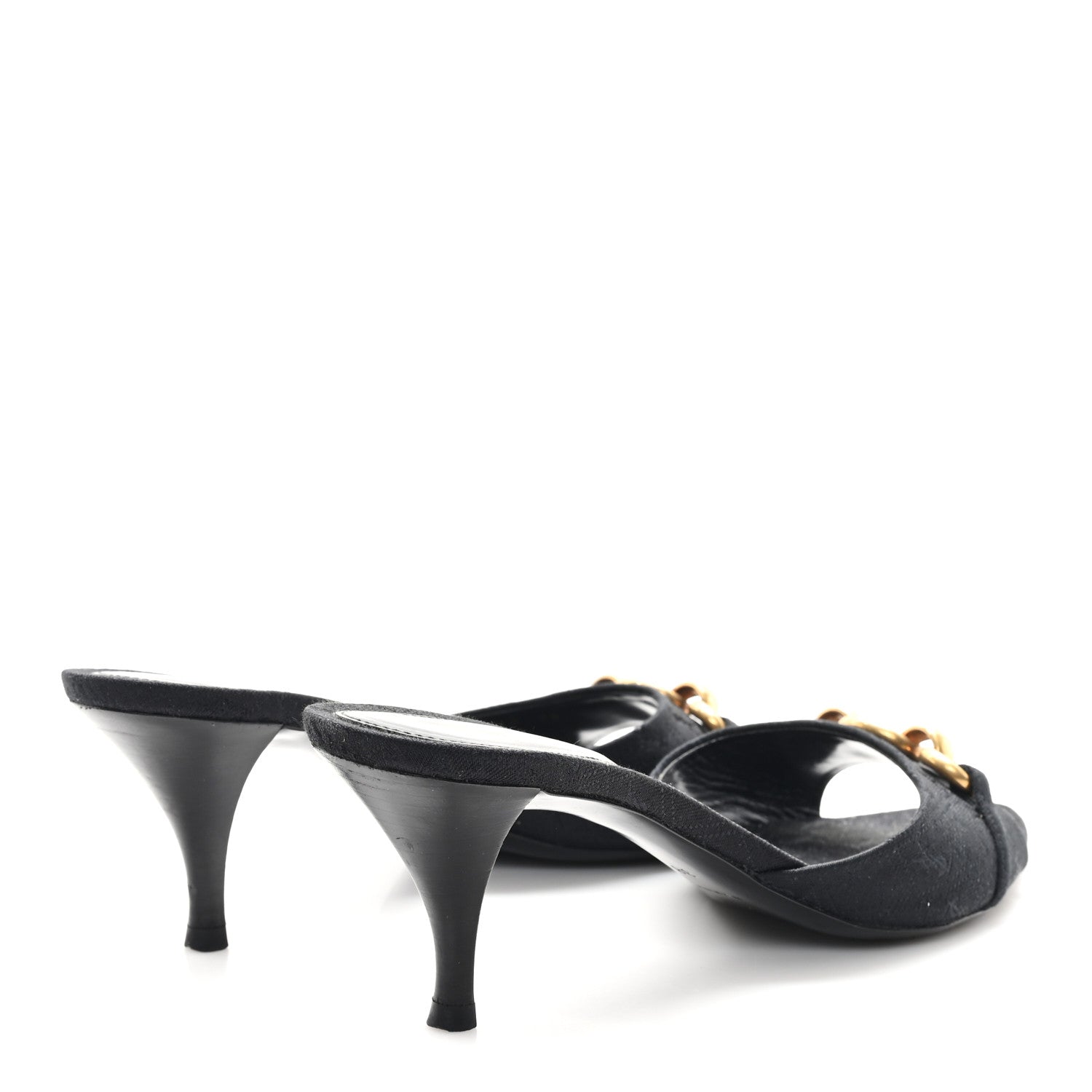 Saint Laurent Jacquard All-Over Monogram Le Maillon 60mm Mules 38 Black 5 of 9