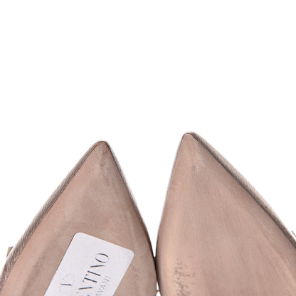 Valentino Garavani Metallic Pebbled Calfskin Rockstud Ankle Strap Pumps 36 Sasso Poudre 10 of 11