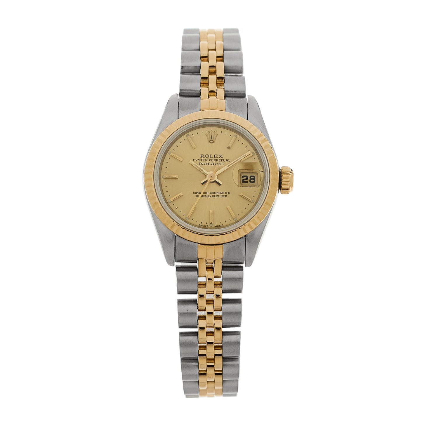 Stainless Steel 18K Yellow Gold 26mm Oyster Perpetual Datejust Watch Champagne 69173