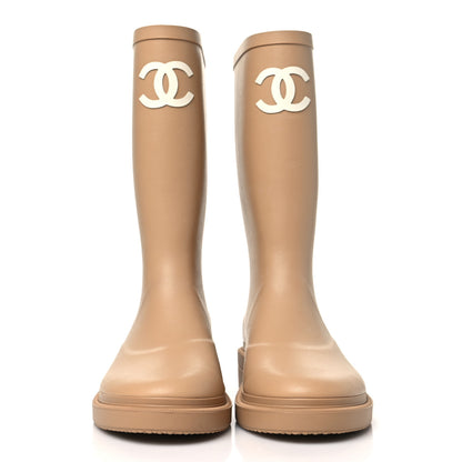Chanel Caoutchouk CC High Boots 36 Beige 2 of 9