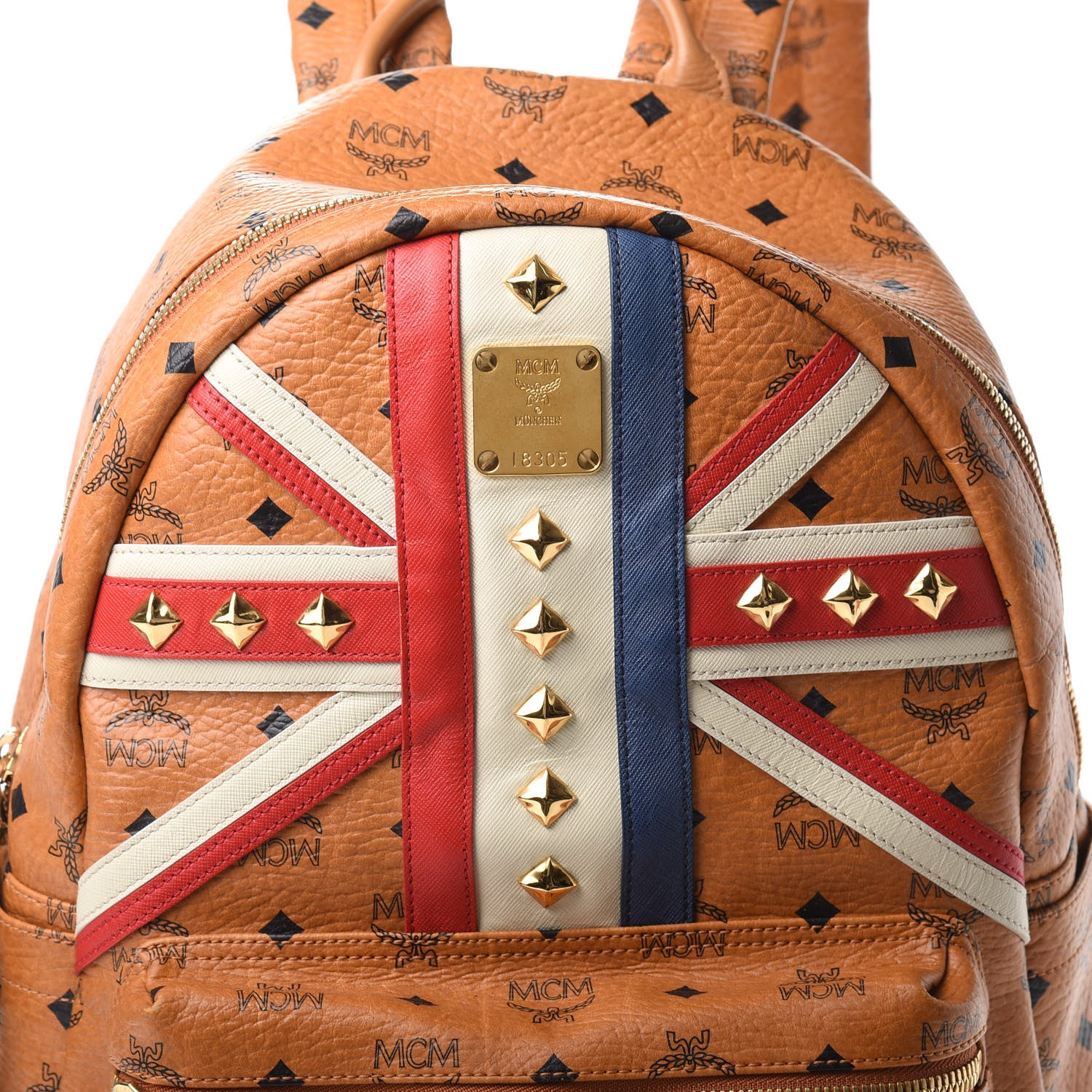 MCM Visetos Studded Medium Stark London Olympic Backpack Cognac 7 of 18