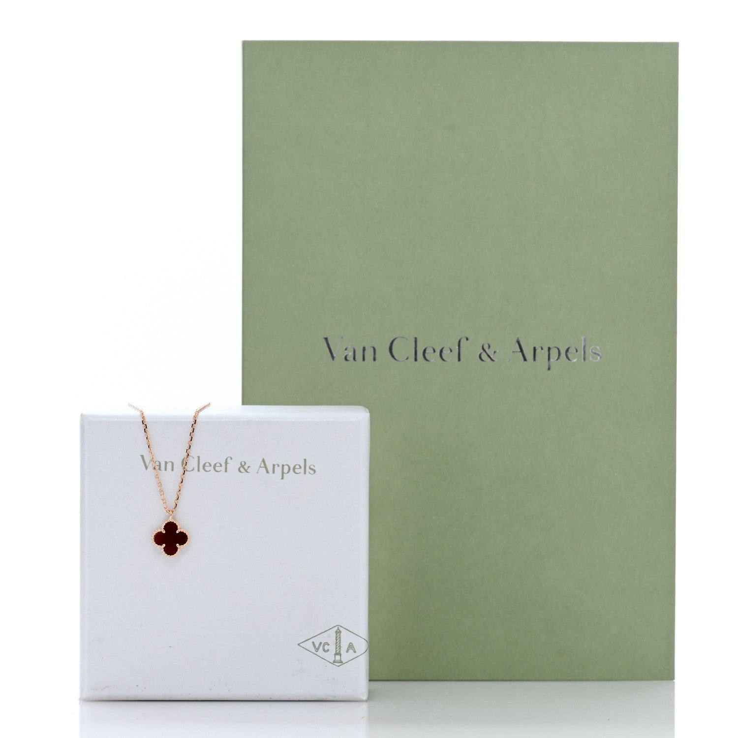 Van Cleef & Arpels VAN CLEEF & ARPELS 18K Rose Gold Carnelian Sweet Alhambra Pendant Necklace 5 of 5