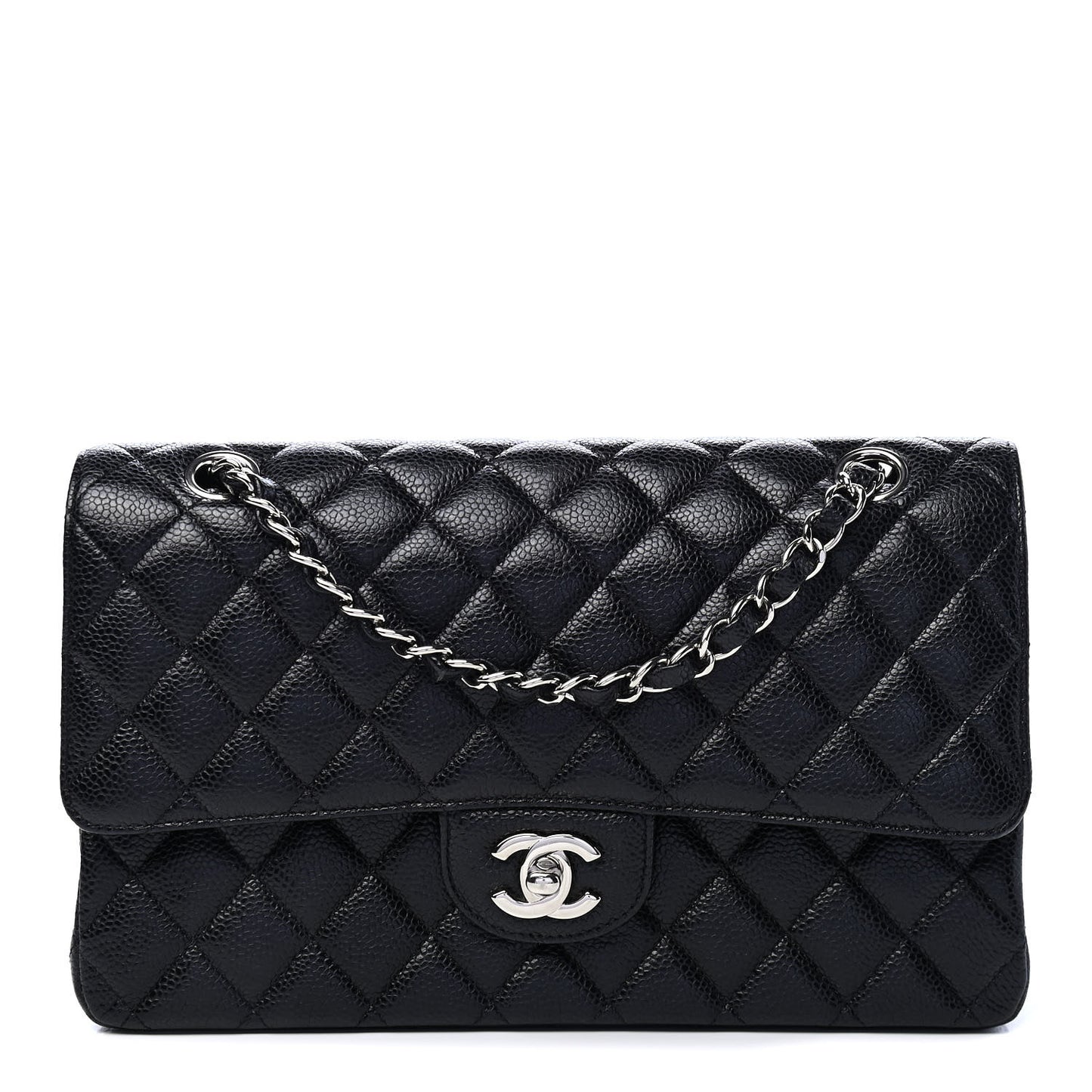 Caviar Quilted Medium Double Flap Black