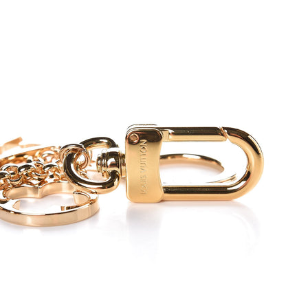 Louis Vuitton Brass Enamel Fleur De Monogram Bag Charm Chain Gold 3 of 4