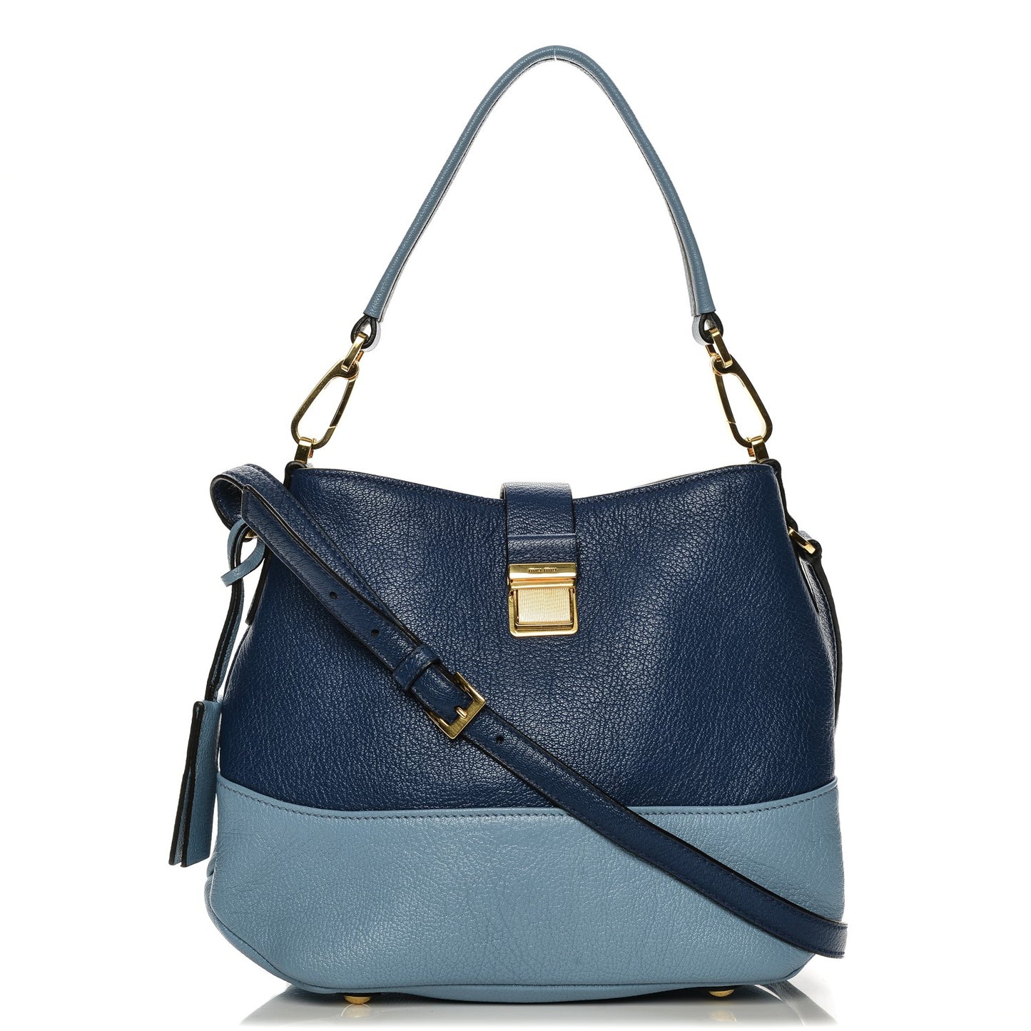 Goatskin Madras Bi-Color Shoulder Bag Cobalto Astrale