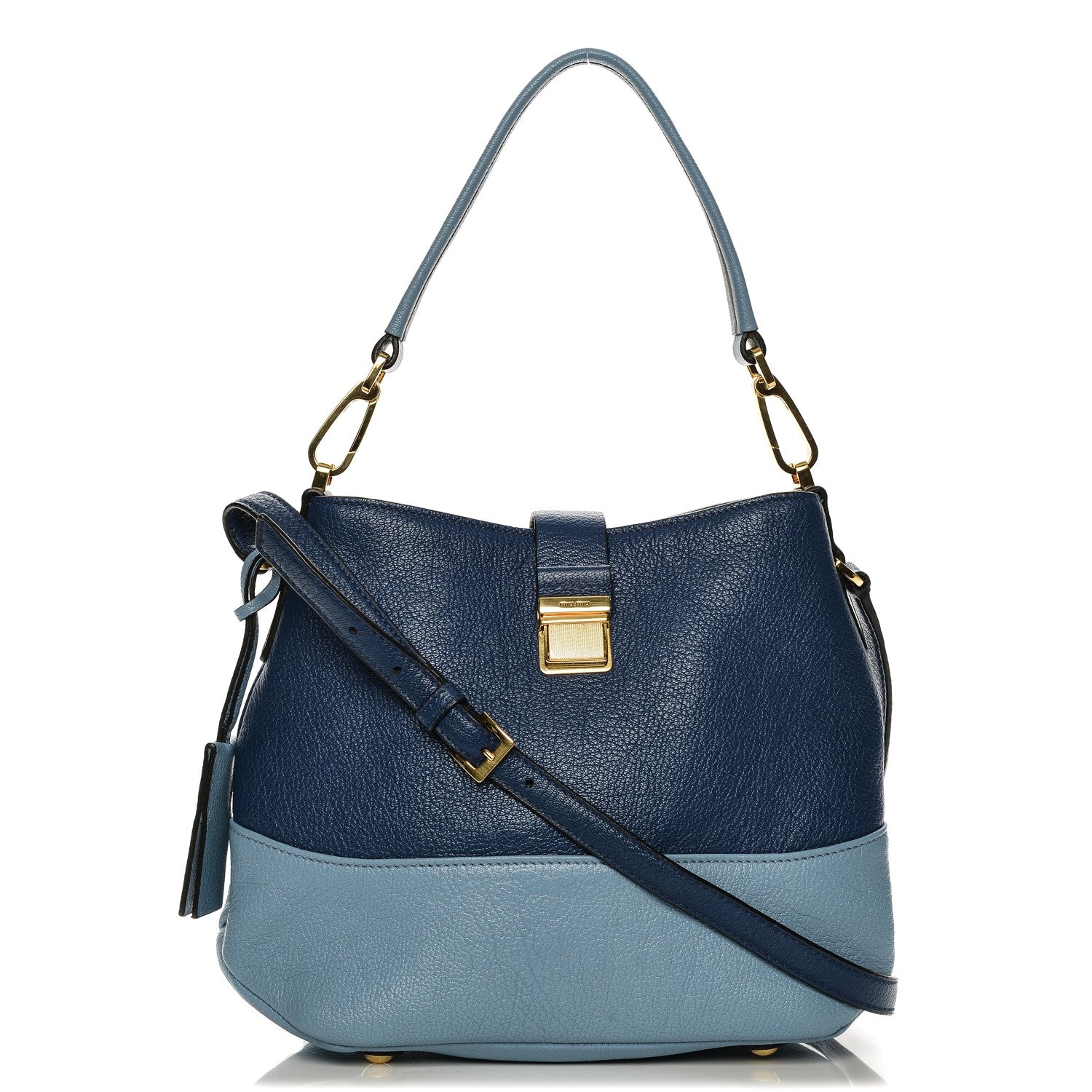 Miu Miu Goatskin Madras Bi-Color Shoulder Bag Cobalto Astrale 1 of 8
