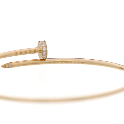 Cartier 18K Yellow Gold Diamond Small Juste Un Clou Bracelet 18 3 of 5