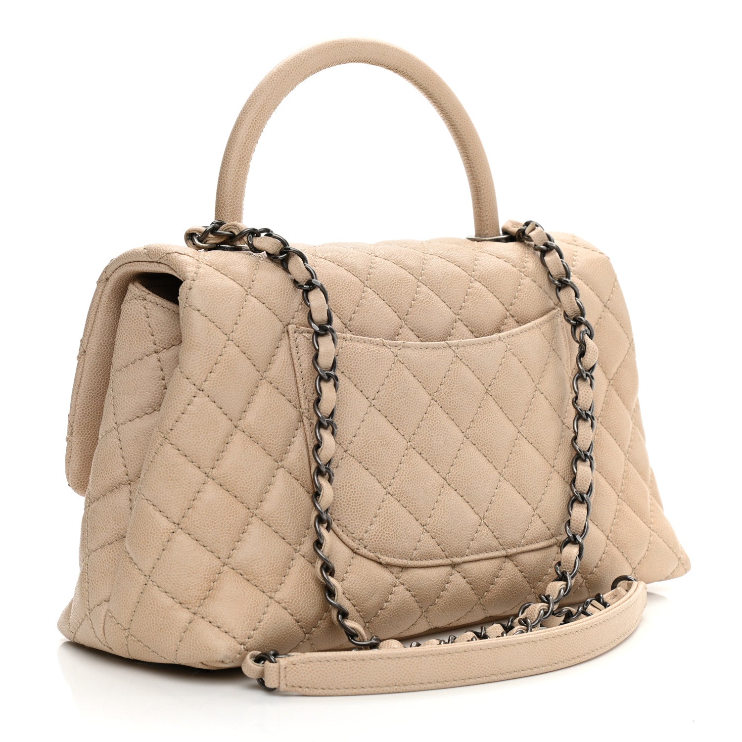 Chanel Caviar Quilted Small Coco Handle Flap Light Beige 2 of 7