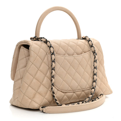 Chanel Caviar Quilted Small Coco Handle Flap Light Beige 2 of 7