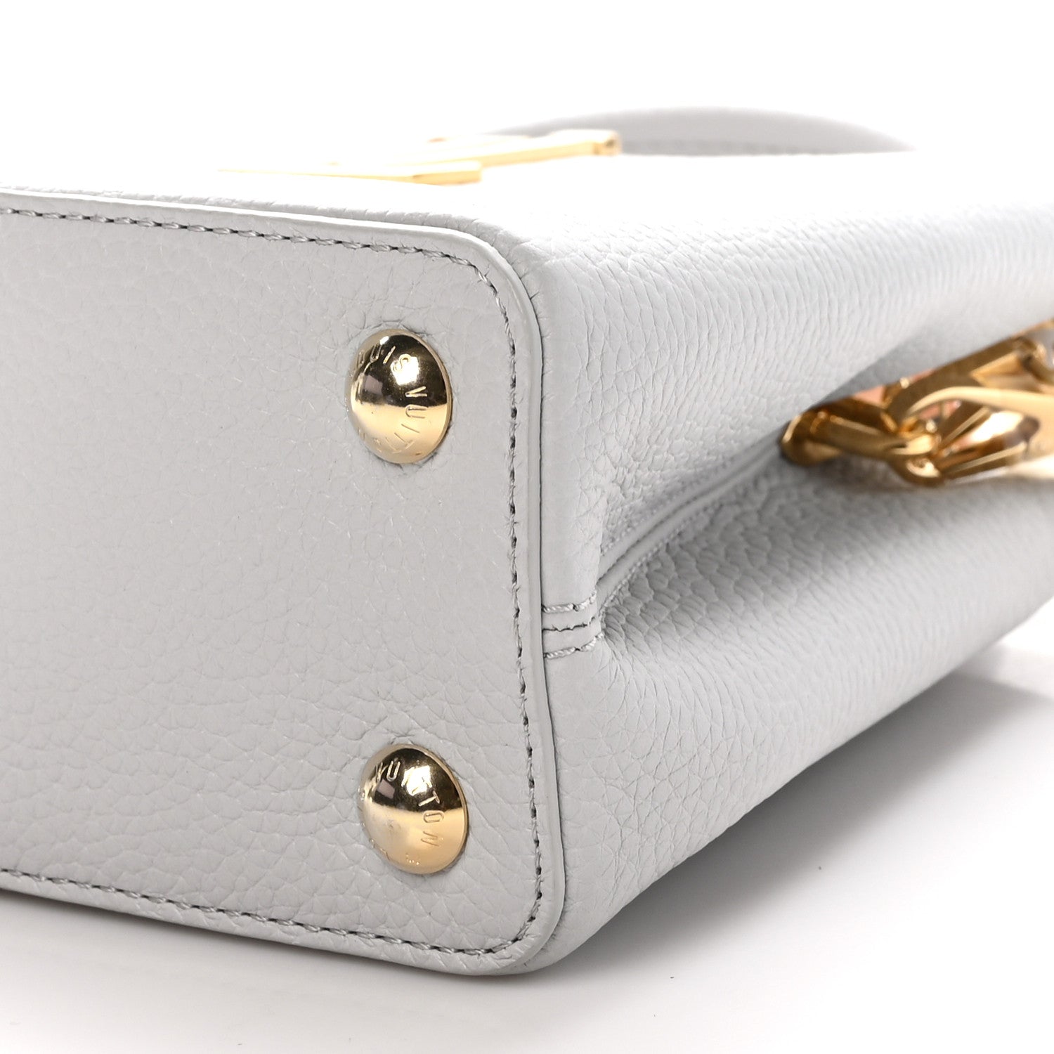 Louis Vuitton Taurillon Enamel Blossom Chain Capucines BB Ice Grey 9 of 10