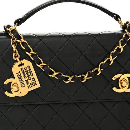 Chanel Lambskin Quilted Briefcase Satchel Black 8 of 10