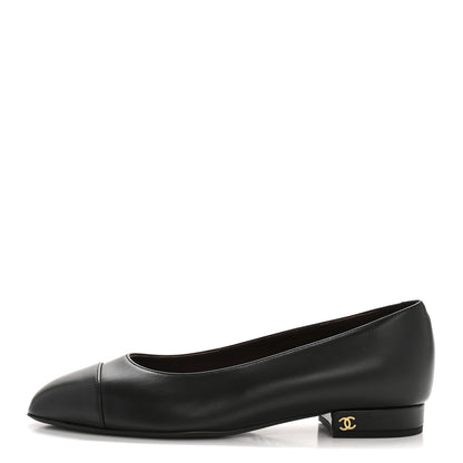 Chanel Lambskin Cap Toe CC Uniform Ballerina Flats 37 Black 1 of 10